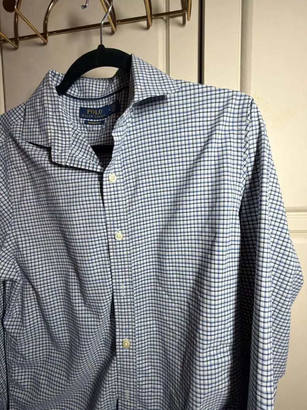 NWT Polo Ralph Lauren Long Sleeve Classic Blue White Plaid Oxford Shirt M